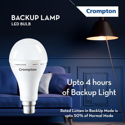 Crompton 8.5W Emergency LED Bulb | Backup Lamp | Inverter Bulb for home, with upto 4 Hours battery back up | Over charging Protection | BMS Technology | Cool Day Light (6500K) | Pack of 1
