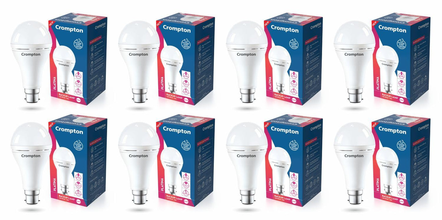 Crompton 8.5W Emergency LED Bulb | Backup Lamp | Inverter Bulb for home, with upto 4 Hours battery back up | Over charging Protection | BMS Technology | Cool Day Light (6500K) | Pack of 1